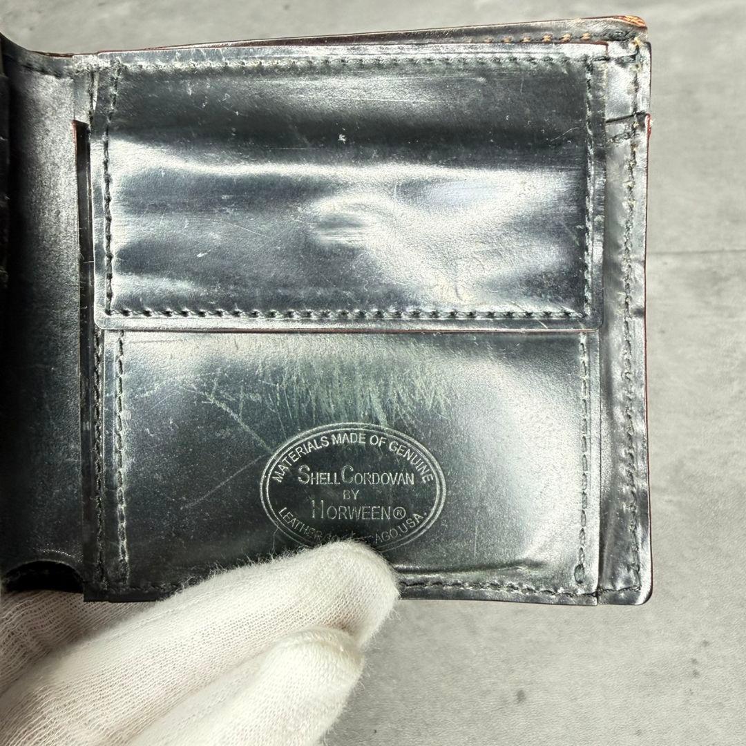 GANZO シェルコードバン2 ２つ折り財布 小銭入れ付き ダークグリーン