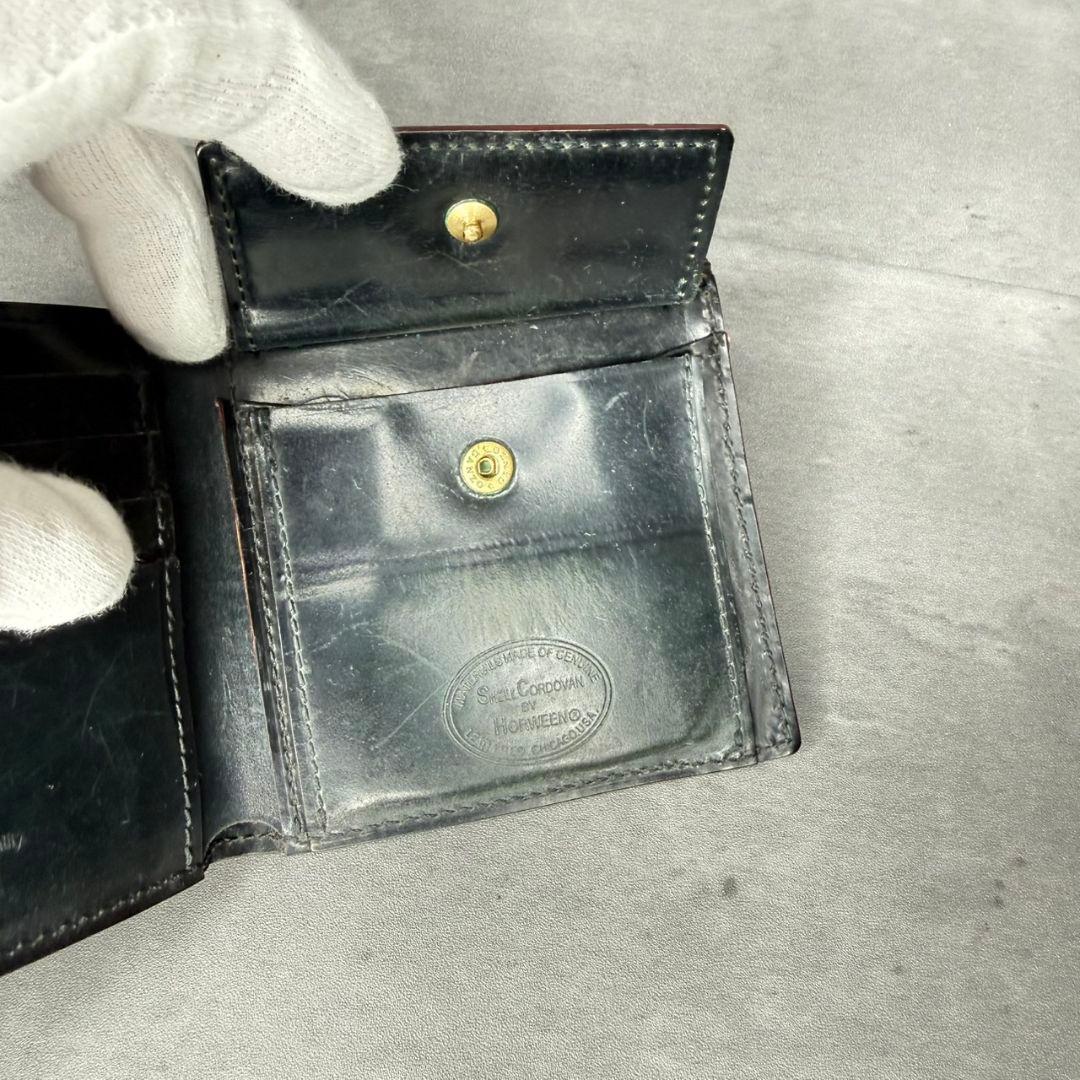 GANZO シェルコードバン2 ２つ折り財布 小銭入れ付き ダークグリーン