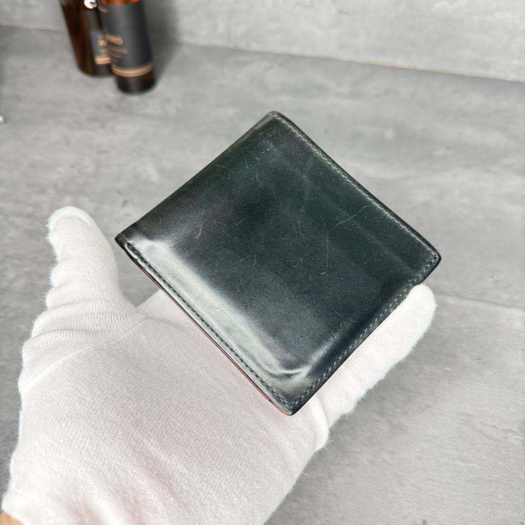 GANZO シェルコードバン2 ２つ折り財布 小銭入れ付き ダークグリーン