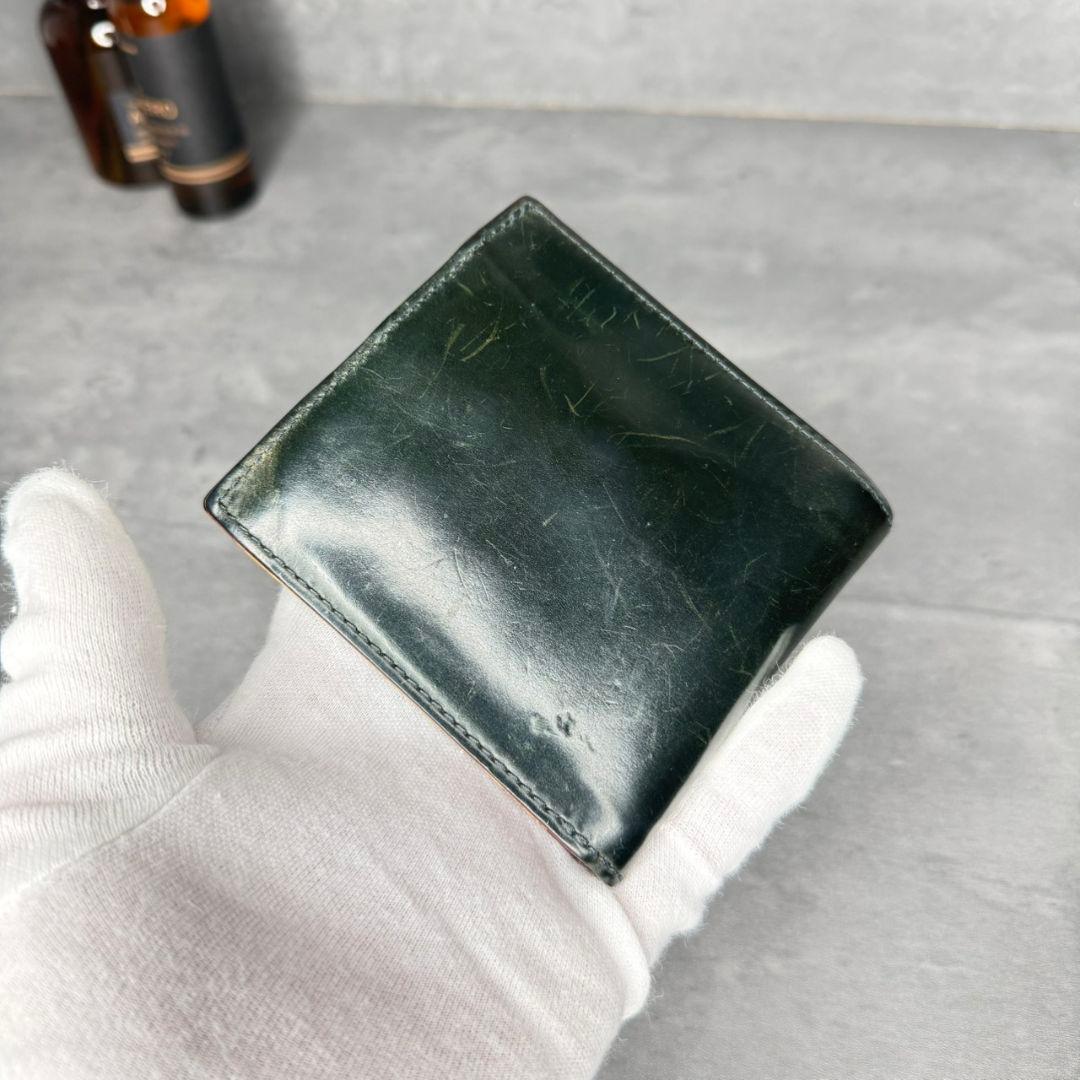 GANZO シェルコードバン2 ２つ折り財布 小銭入れ付き ダークグリーン