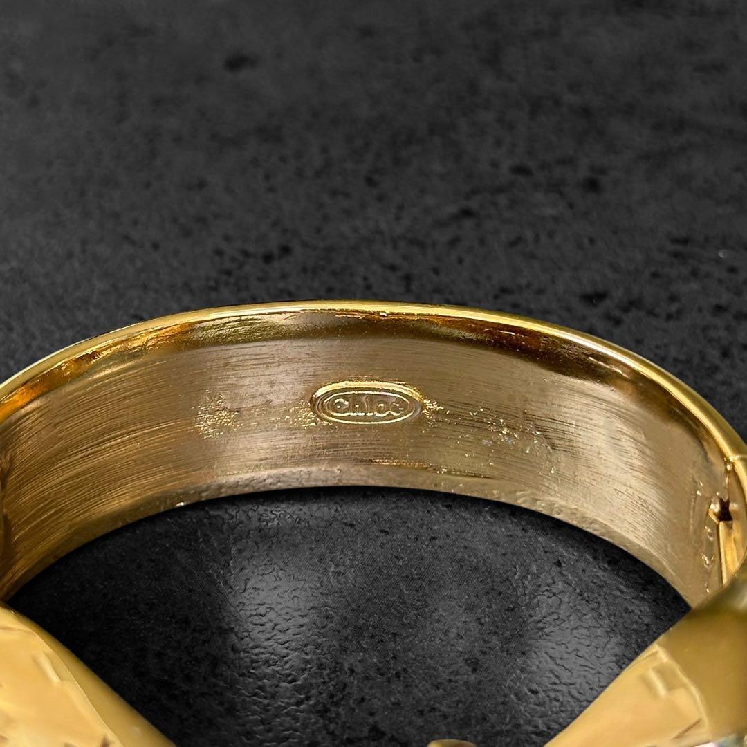 希少✨Chloe Ribbon Rhinestone Gold Bangle