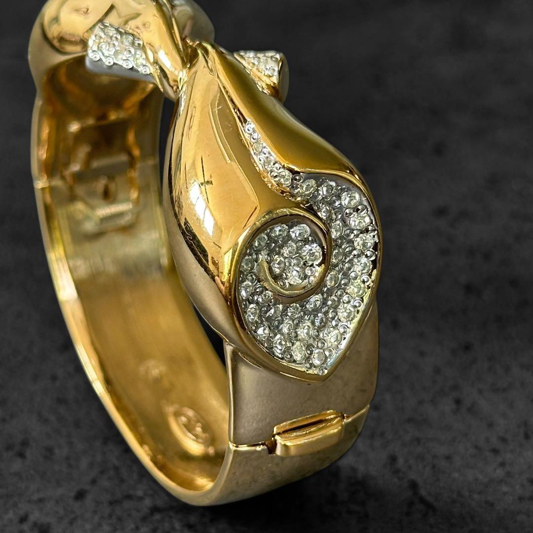 希少✨Chloe Ribbon Rhinestone Gold Bangle