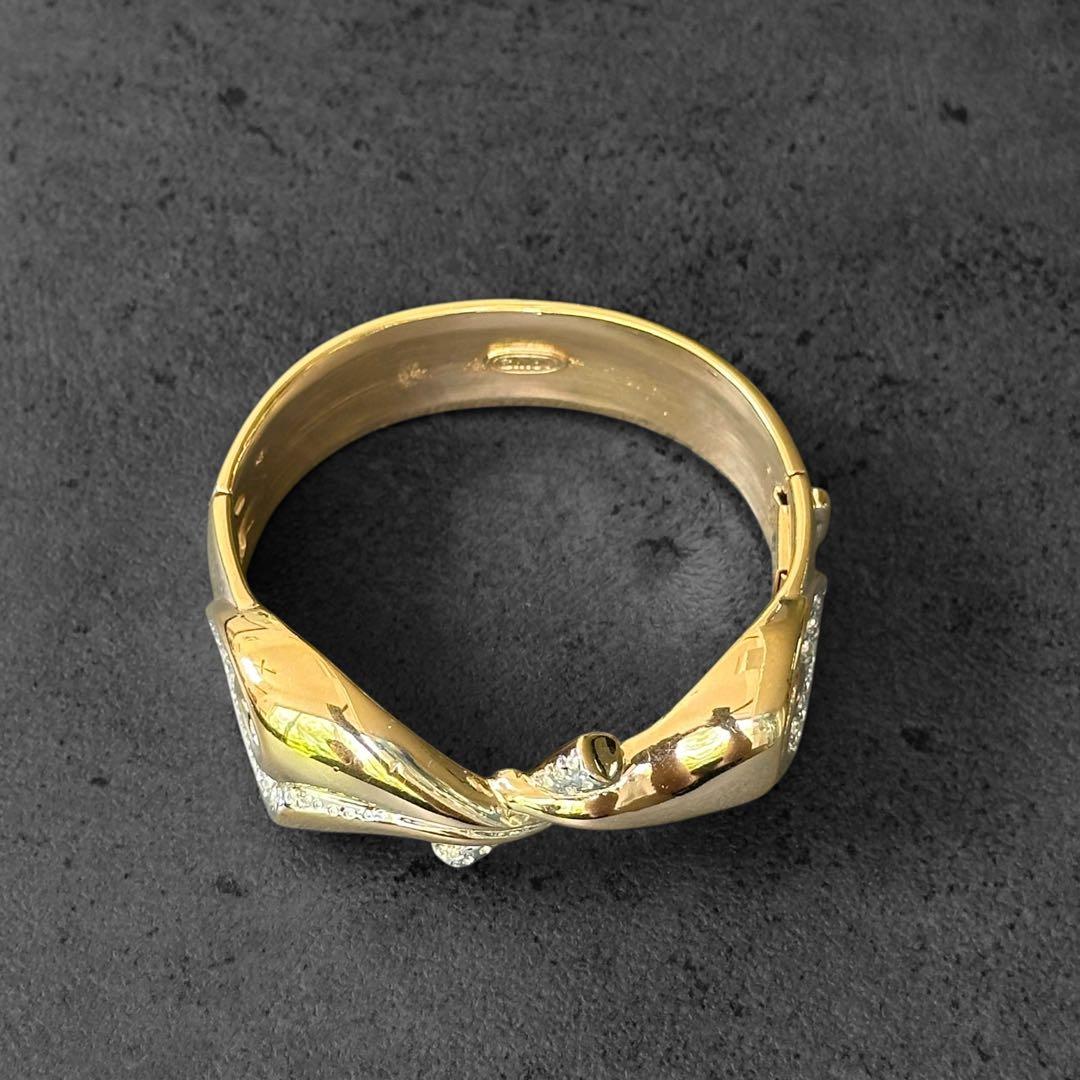 希少✨Chloe Ribbon Rhinestone Gold Bangle