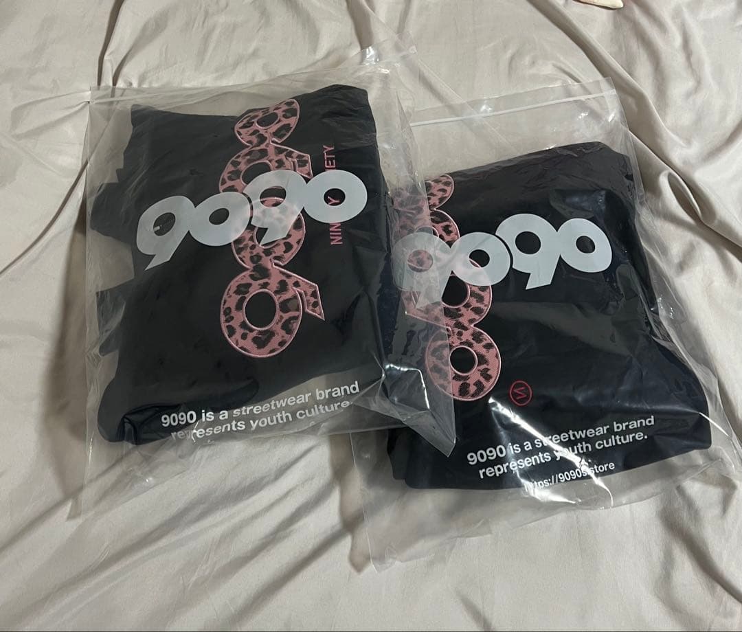 9090girl 【logo zip foodie black×pink】