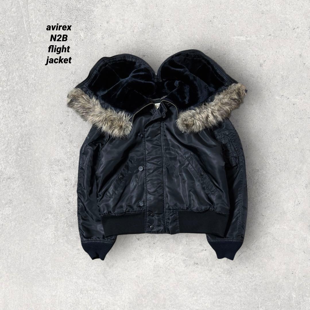 avirex N2B type fur flight jacket M黒