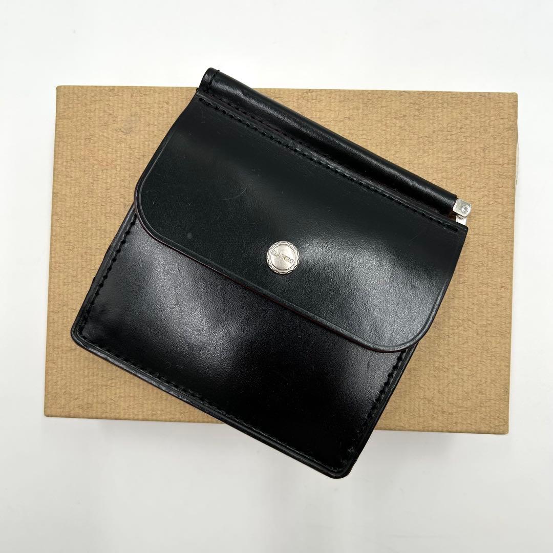 か*ぎ様 【美品】ガンゾ AVON 小銭入れ付きマネークリップ ブライドルレザー