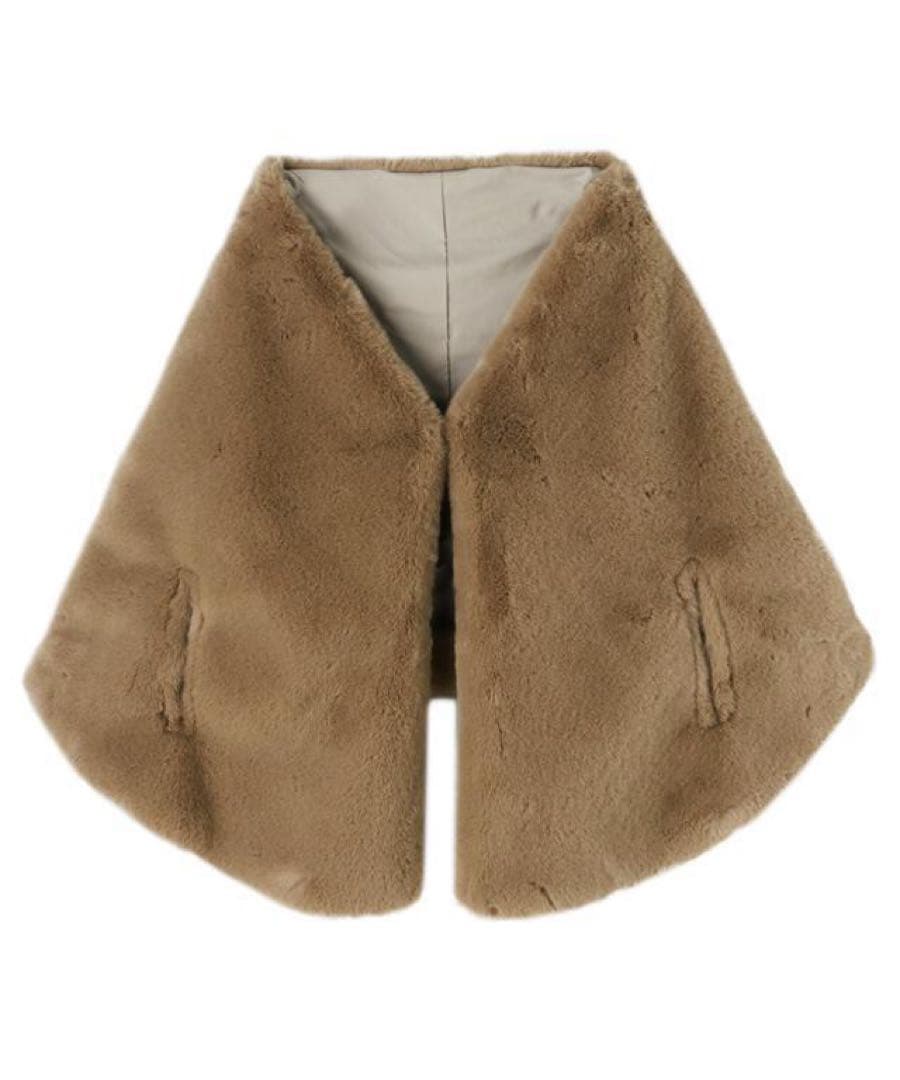 【JENNE】 リッチボリュームファーケープ ベージュ　美品