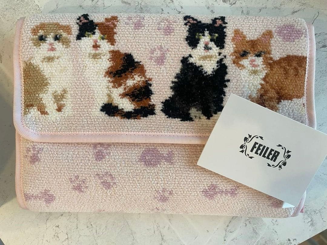 FEHER 猫刺繍 母子手帳ケース ピンク