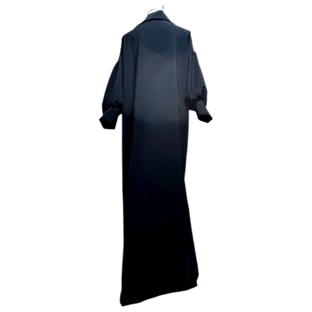 振袖　着物リメイク　ドレス　濃紺×金彩梅や菊　和柄　ワンピース　ハンドメイド