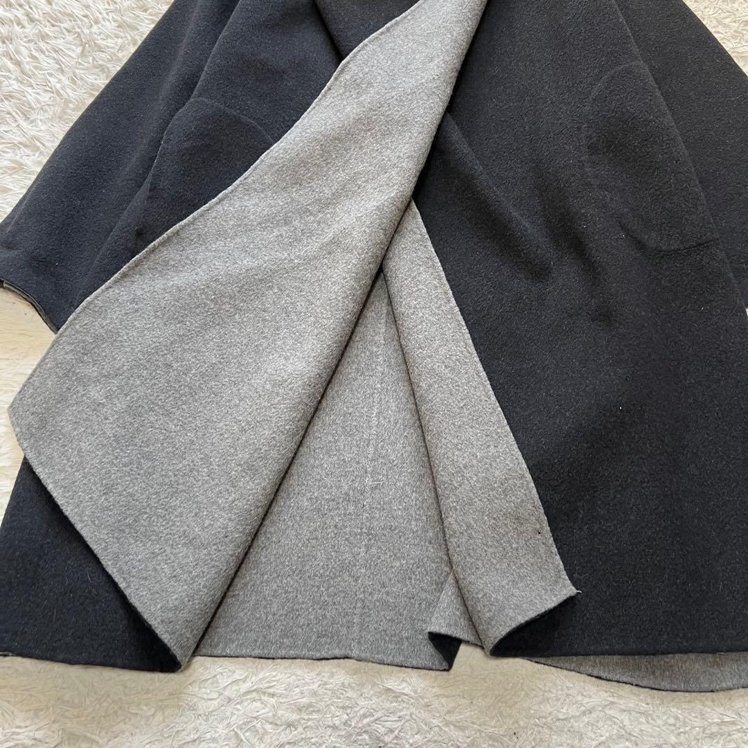 美品 セオリーリュクス カシミヤ混 リバーコート リバーシブル ダブルフェイス