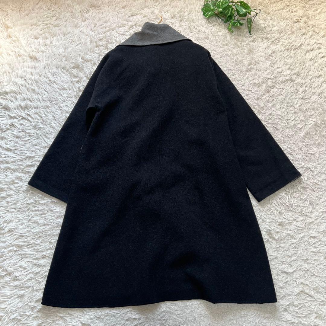 美品 セオリーリュクス カシミヤ混 リバーコート リバーシブル ダブルフェイス