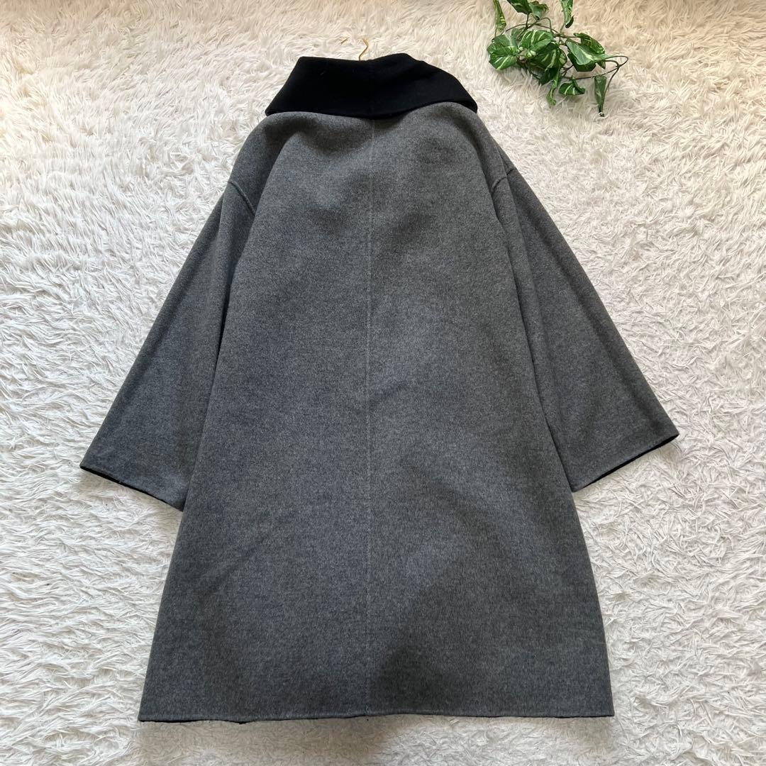 美品 セオリーリュクス カシミヤ混 リバーコート リバーシブル ダブルフェイス