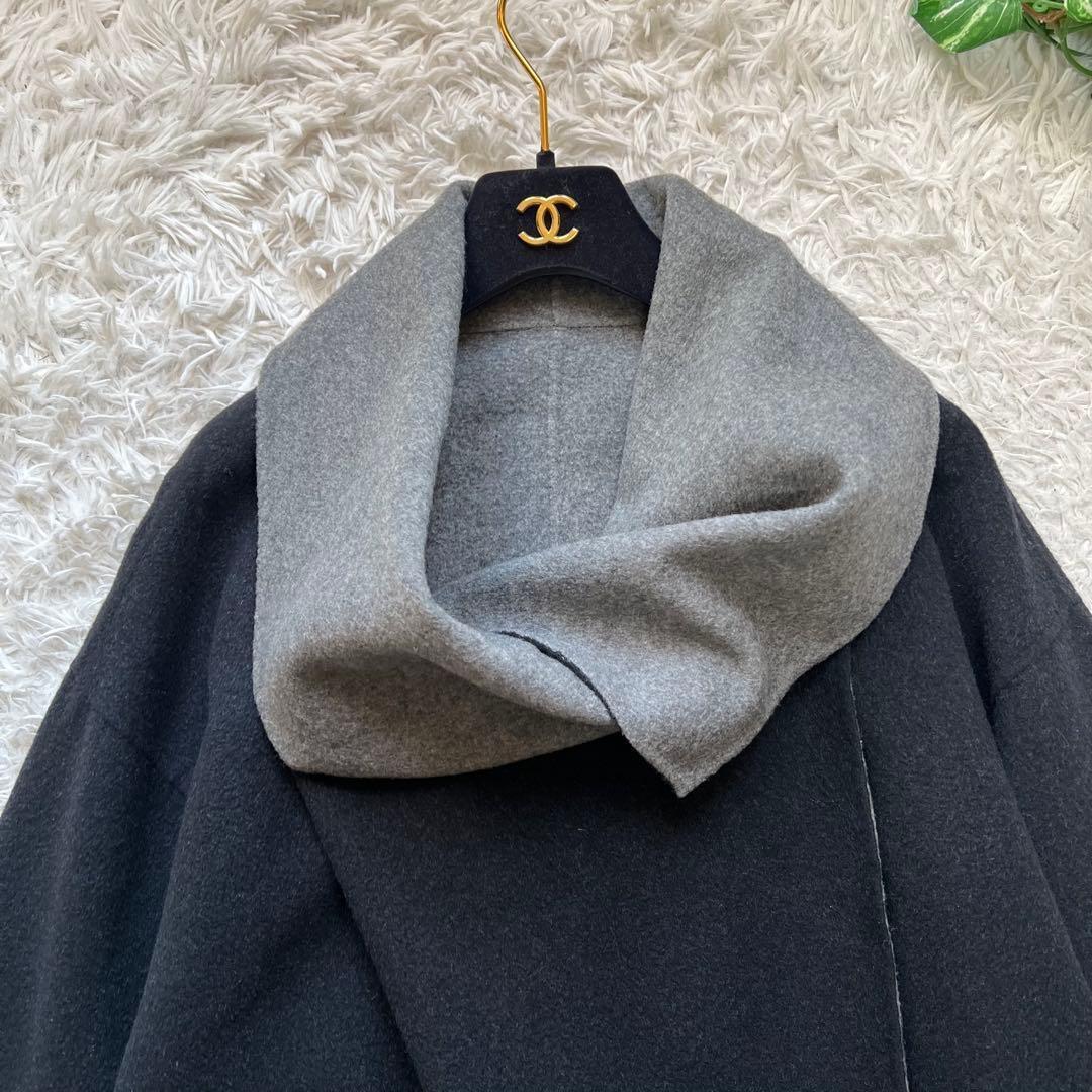 美品 セオリーリュクス カシミヤ混 リバーコート リバーシブル ダブルフェイス