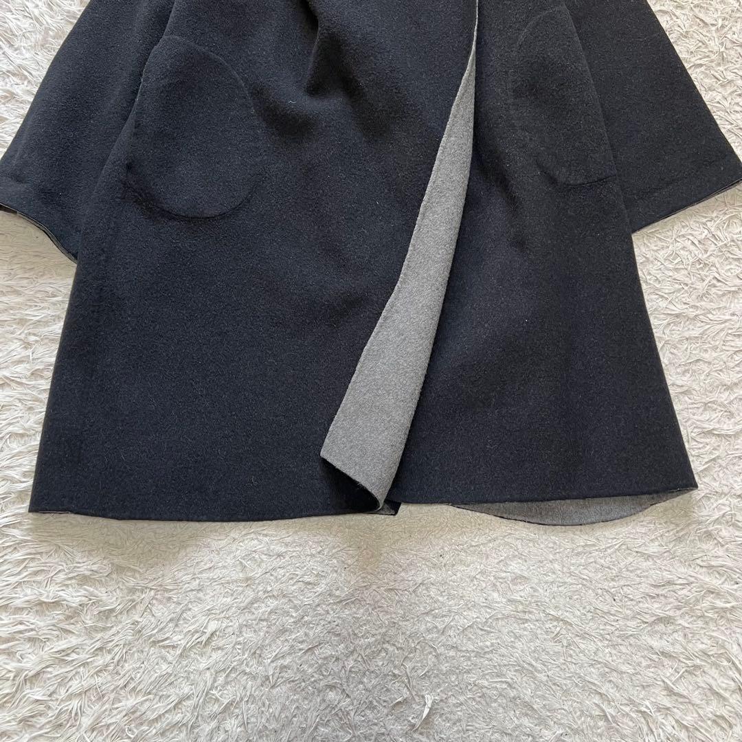 美品 セオリーリュクス カシミヤ混 リバーコート リバーシブル ダブルフェイス