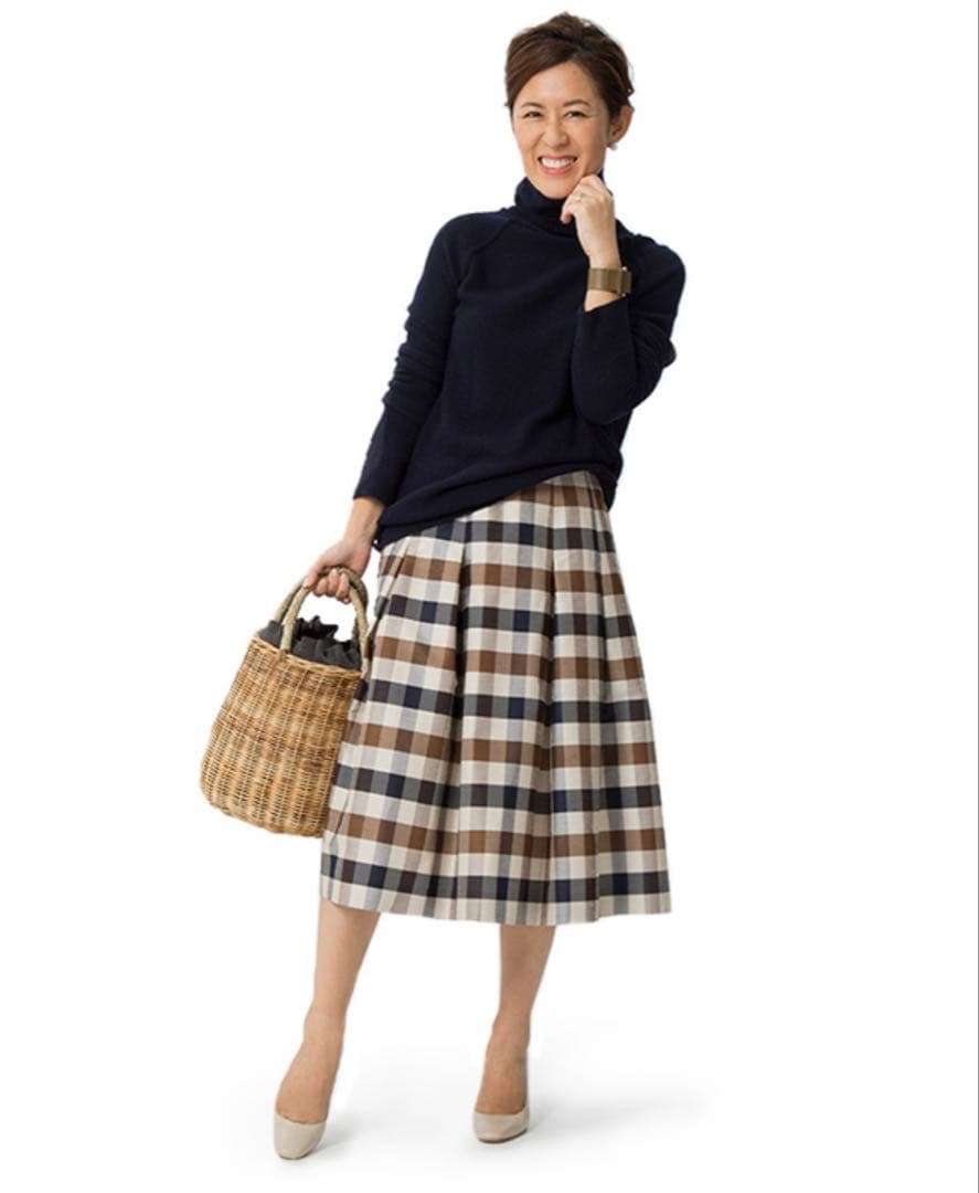 美品◼️Aquascutum×大草直子■クラブチェックフレアースカート　サイズ10