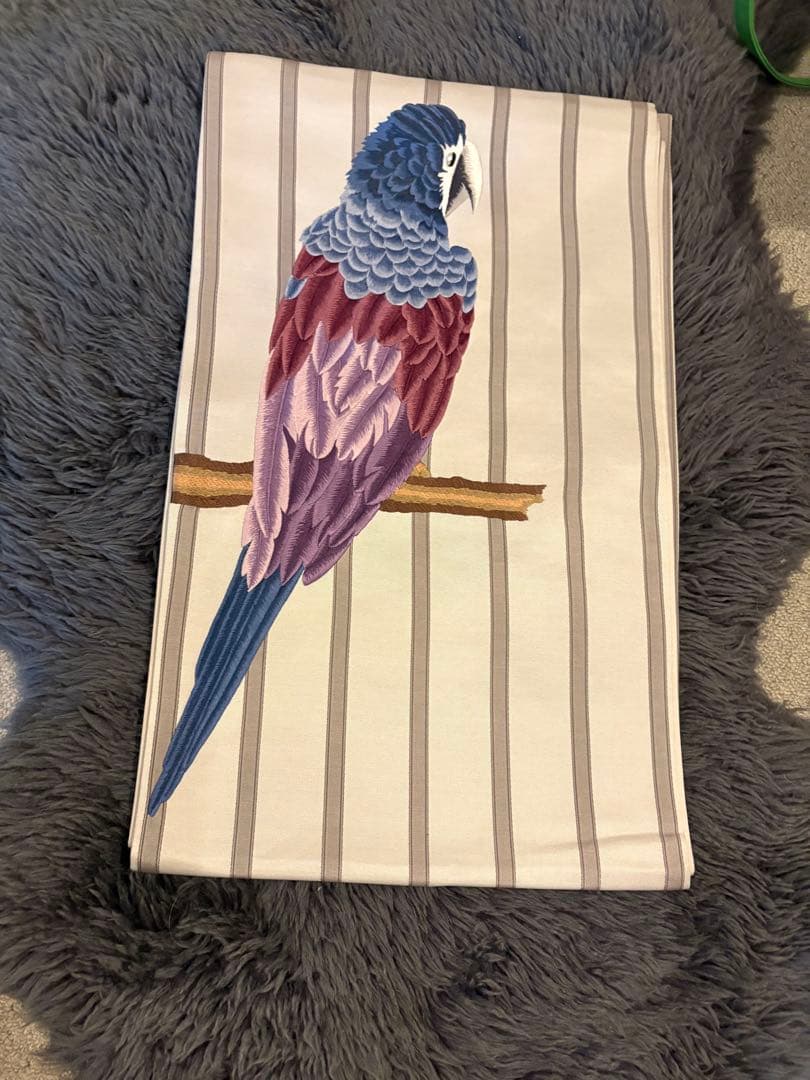 k*i様 撫松庵謹製　オウム刺繍名古屋帯　正絹