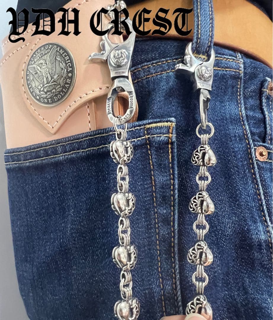 バイカー必須　ウォレット用ハート型　シルバーチェーン　TYPE3　QBKB005