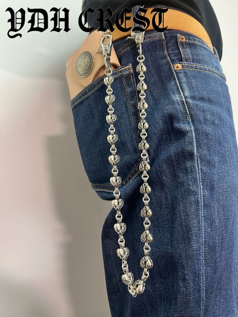 バイカー必須　ウォレット用ハート型　シルバーチェーン　TYPE3　QBKB005