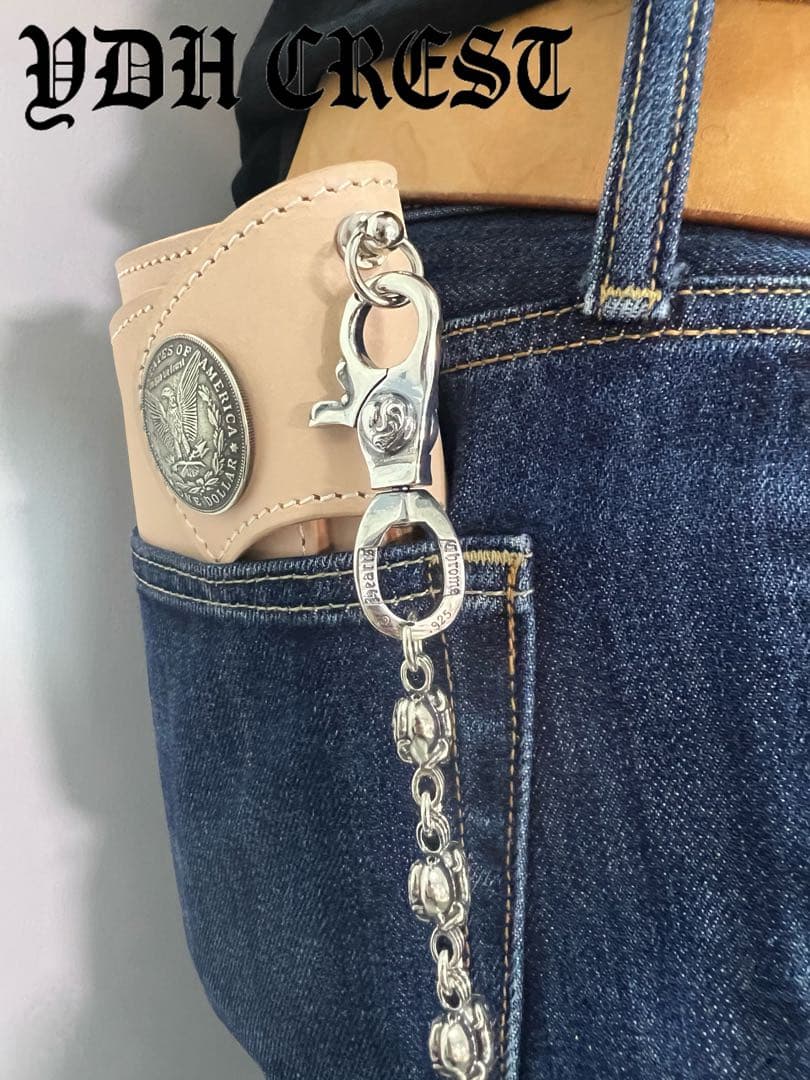 バイカー必須　ウォレット用ハート型　シルバーチェーン　TYPE3　QBKB005