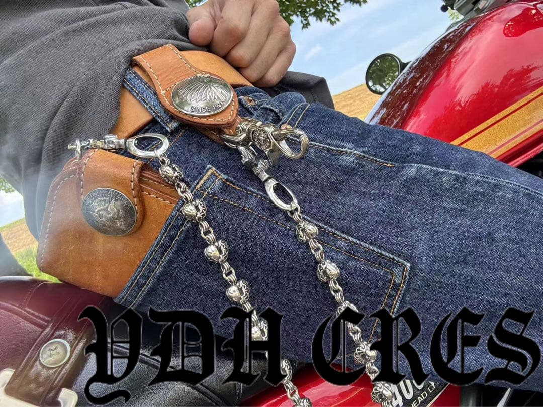 バイカー必須　ウォレット用ハート型　シルバーチェーン　TYPE3　QBKB005