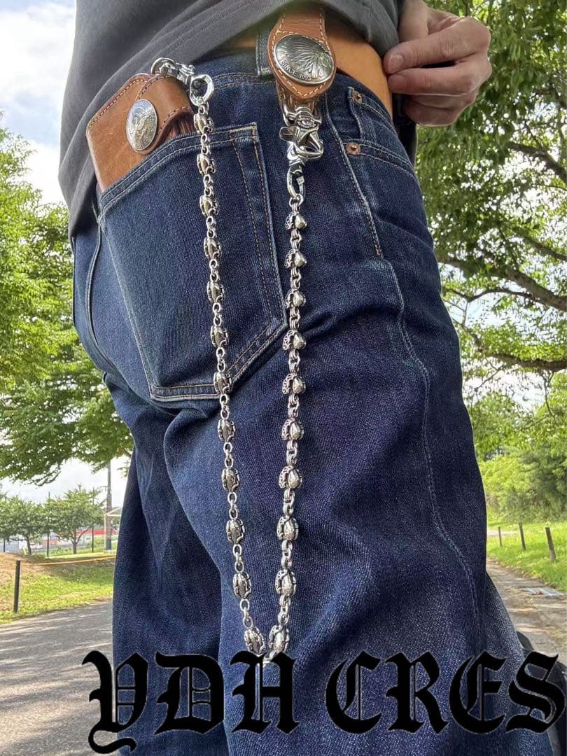 バイカー必須　ウォレット用ハート型　シルバーチェーン　TYPE3　QBKB005