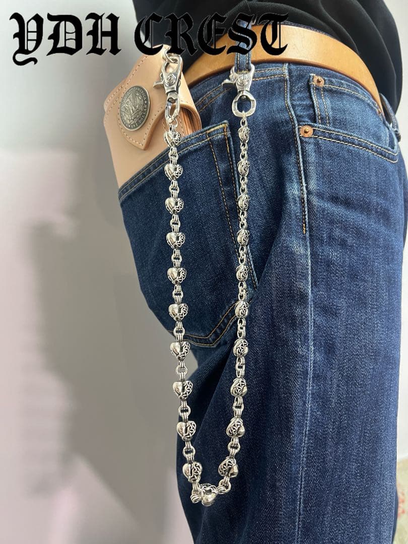 バイカー必須　ウォレット用ハート型　シルバーチェーン　TYPE3　QBKB005