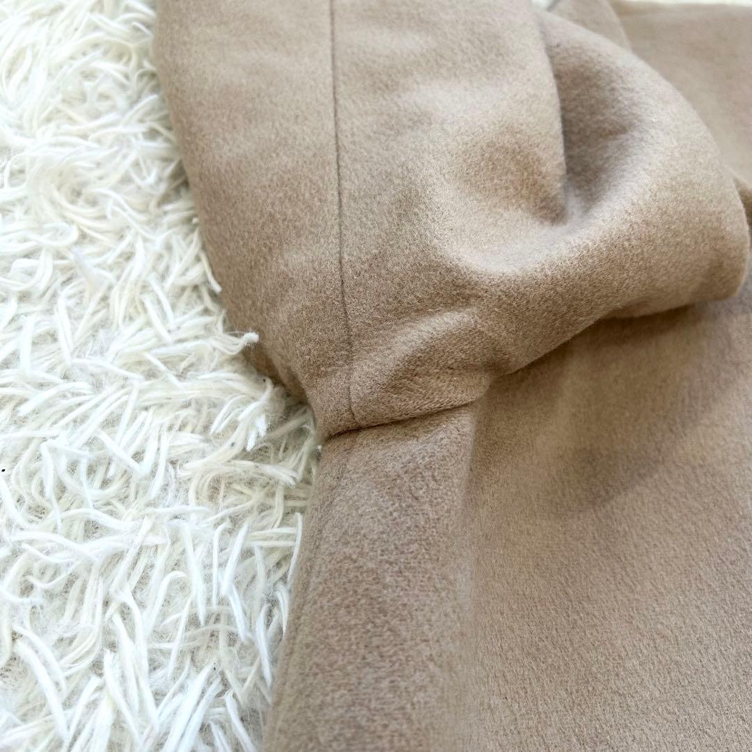 2023 アンタイトル カシミヤ混 大きめノーカラーコート ロング丈 ベージュ