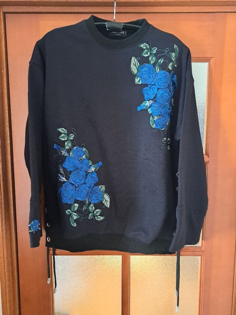 HARE×ADO 青薔薇刺繍 黒スウェット S