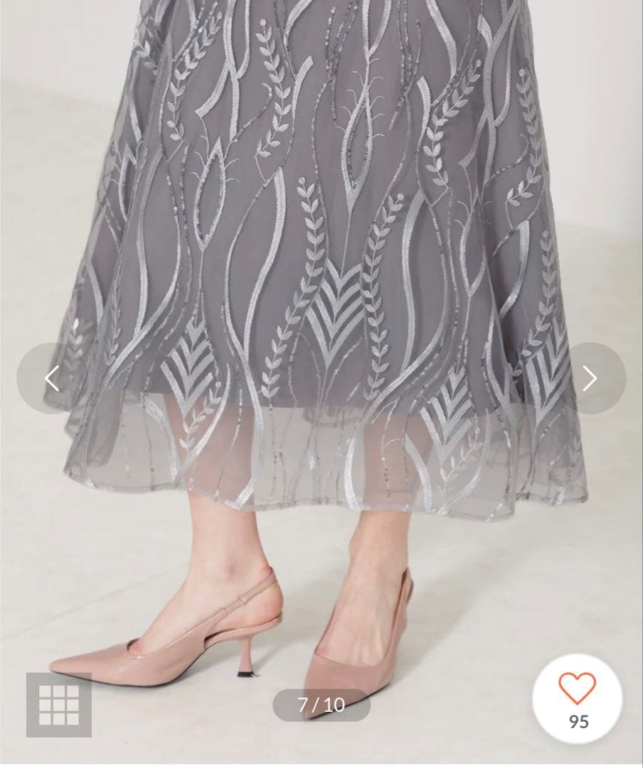 Leja スパンコールししゅうウエストマークリボンプチハイネックロングドレス