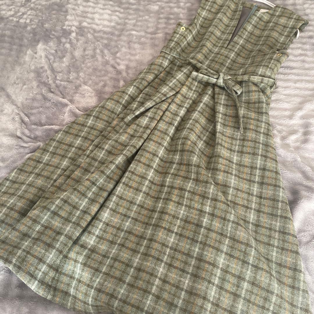 SEVEN TEN ウールチェックジャンバースカート　ワンピース　セブンテン