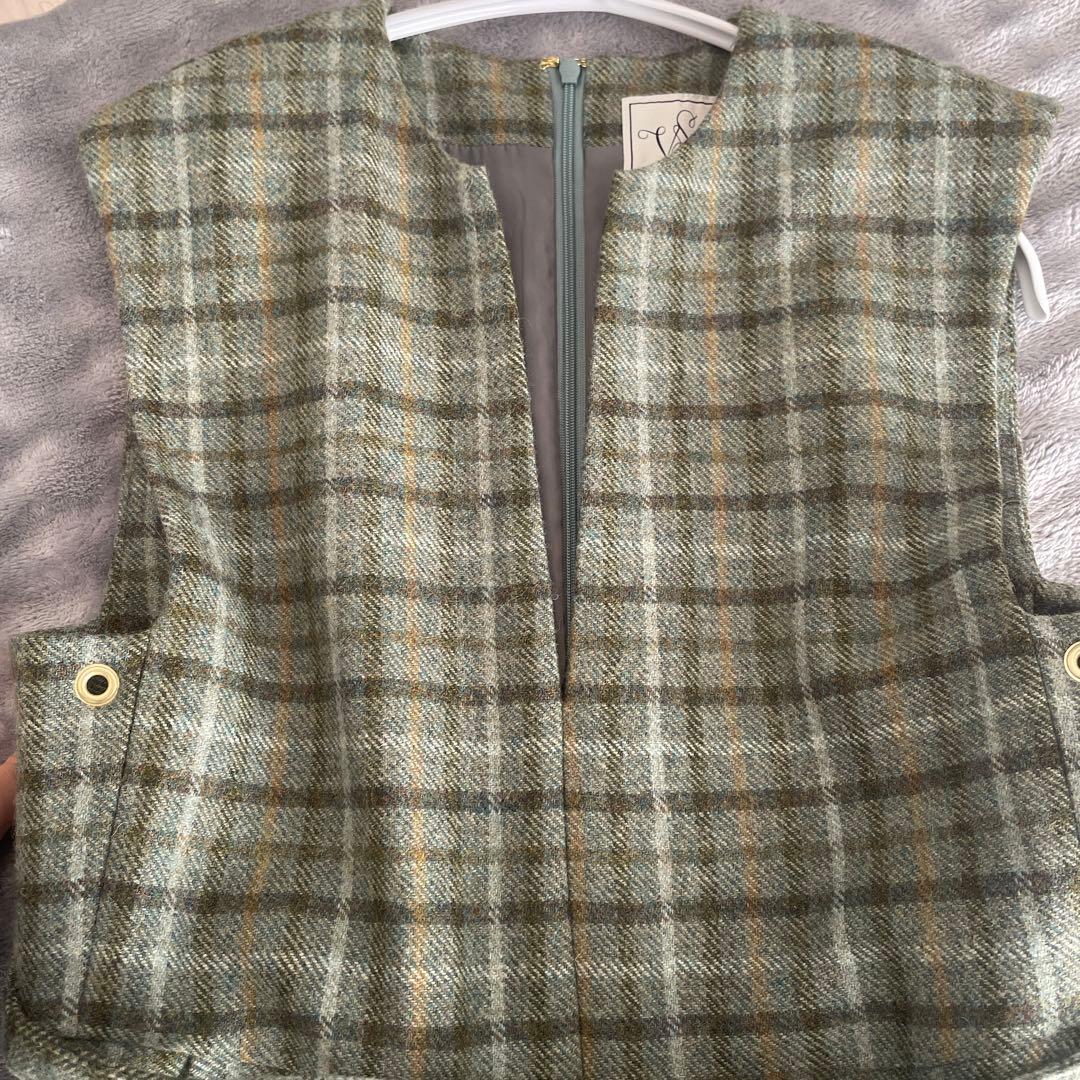 SEVEN TEN ウールチェックジャンバースカート　ワンピース　セブンテン