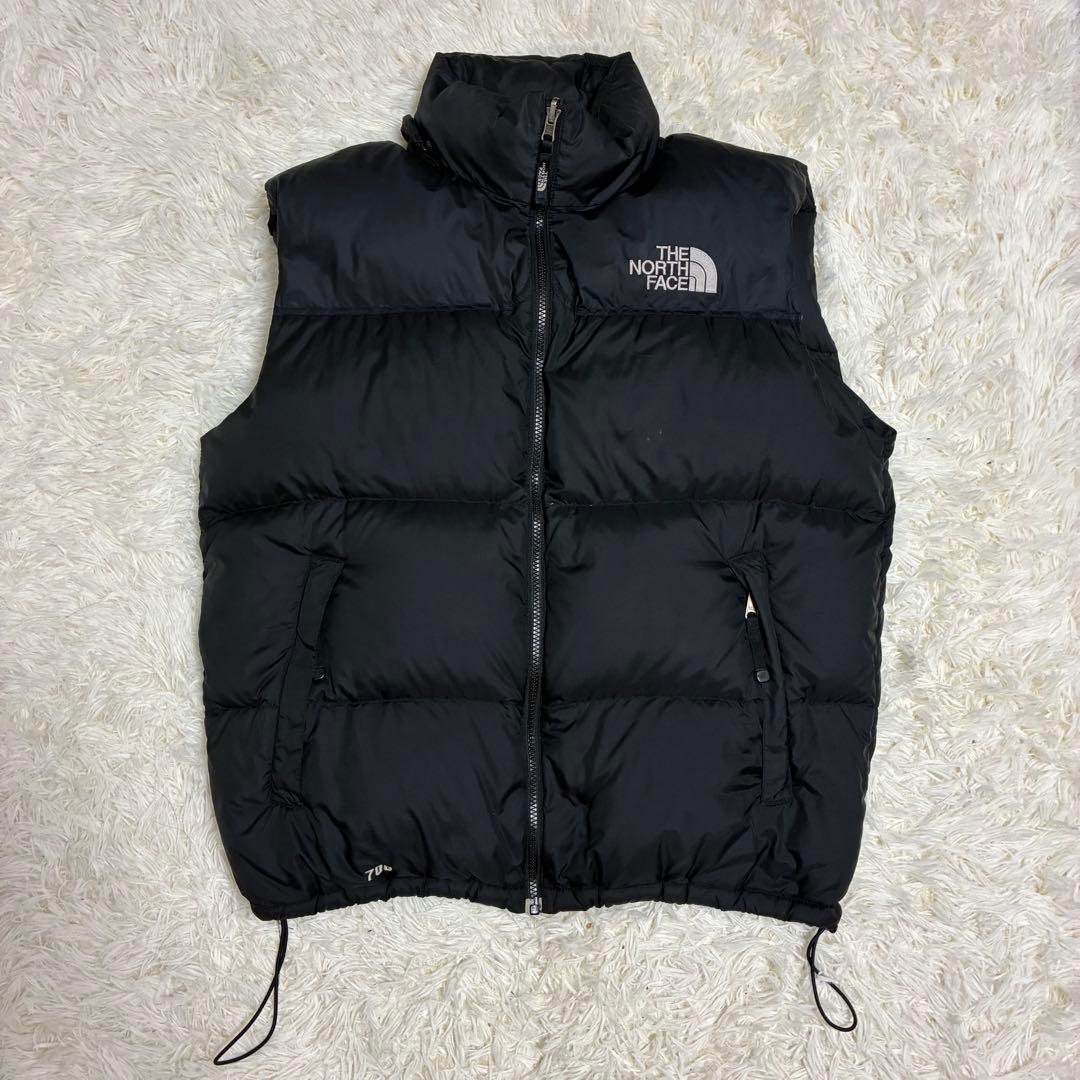 【美品】ザノースフェイス ヌプシ ダウンベスト バックセンターロゴ BK L