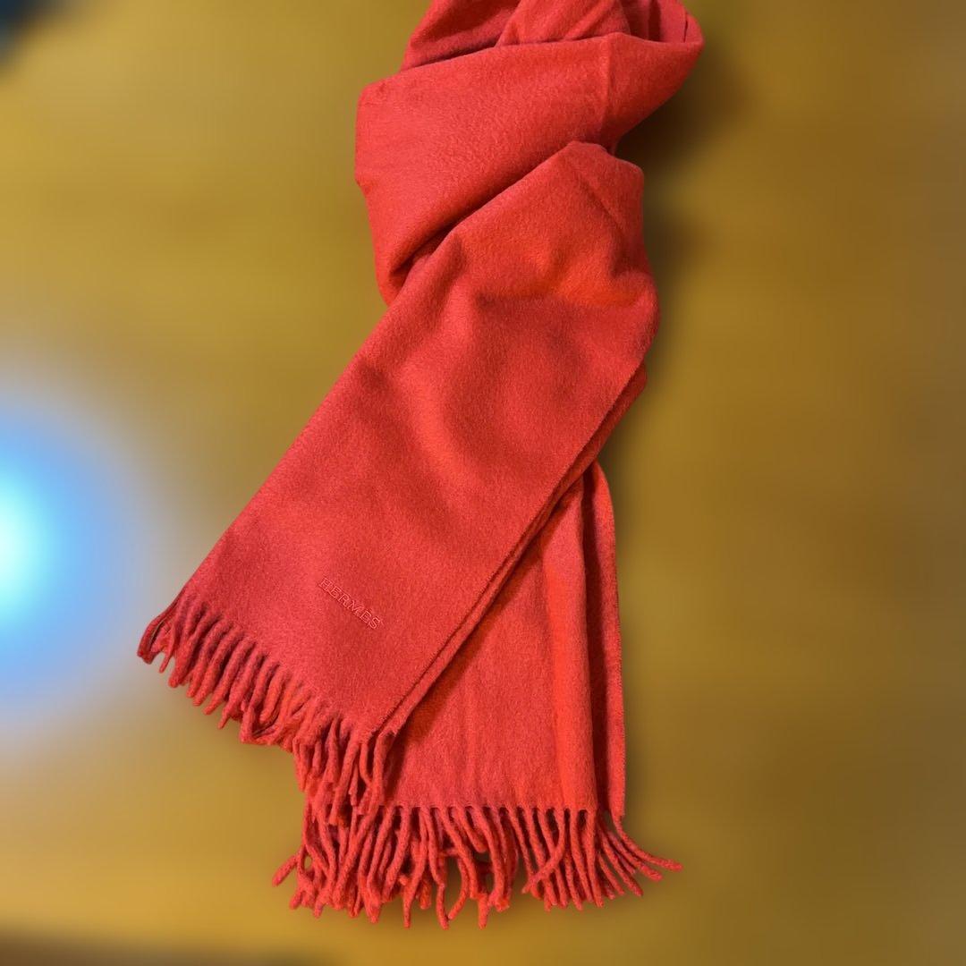 HERMÈS 赤 カシミアウール ストール