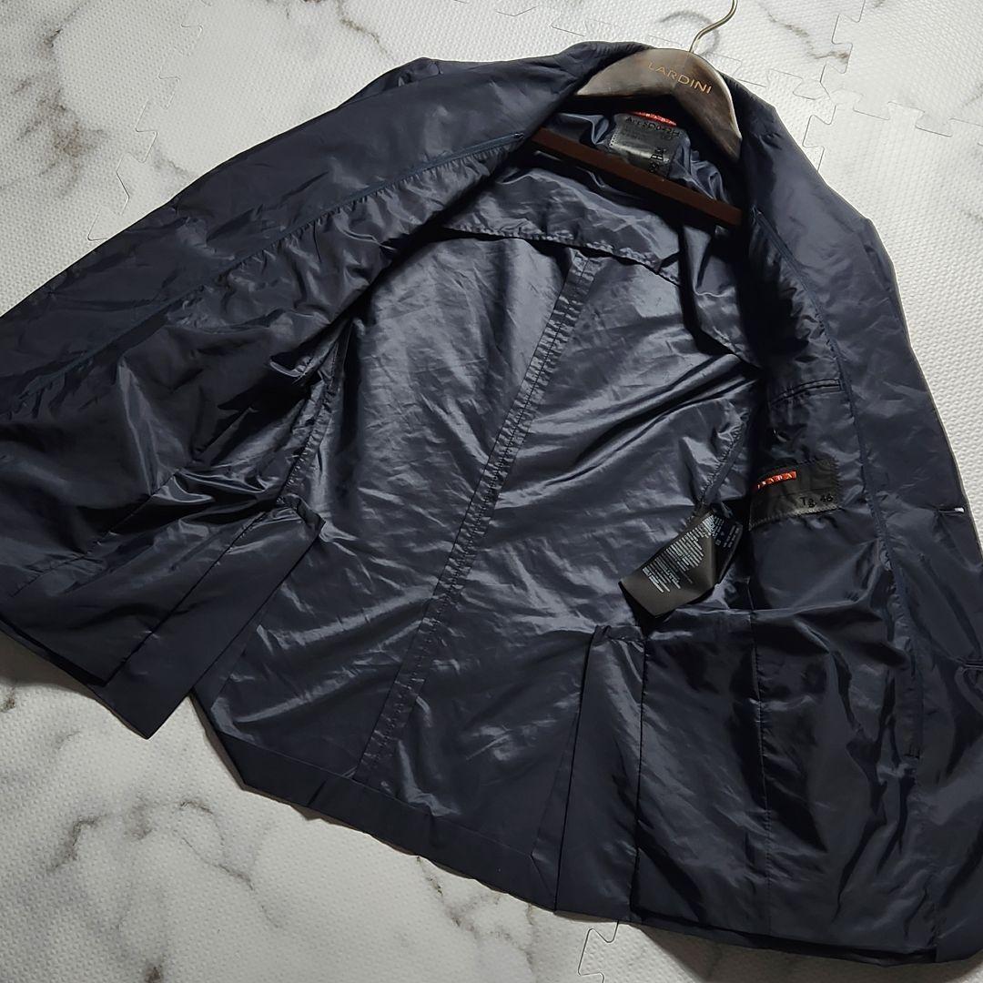 プラダ 現行タグ テーラードジャケット ナイロン ネイビー