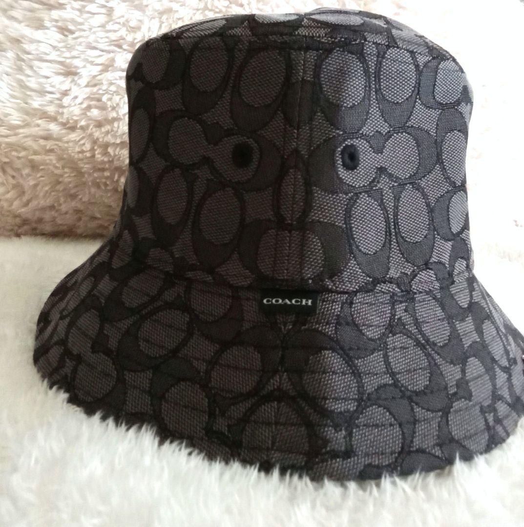 (新品未使用) COACH バケットハット ブラック/グレー XS/S