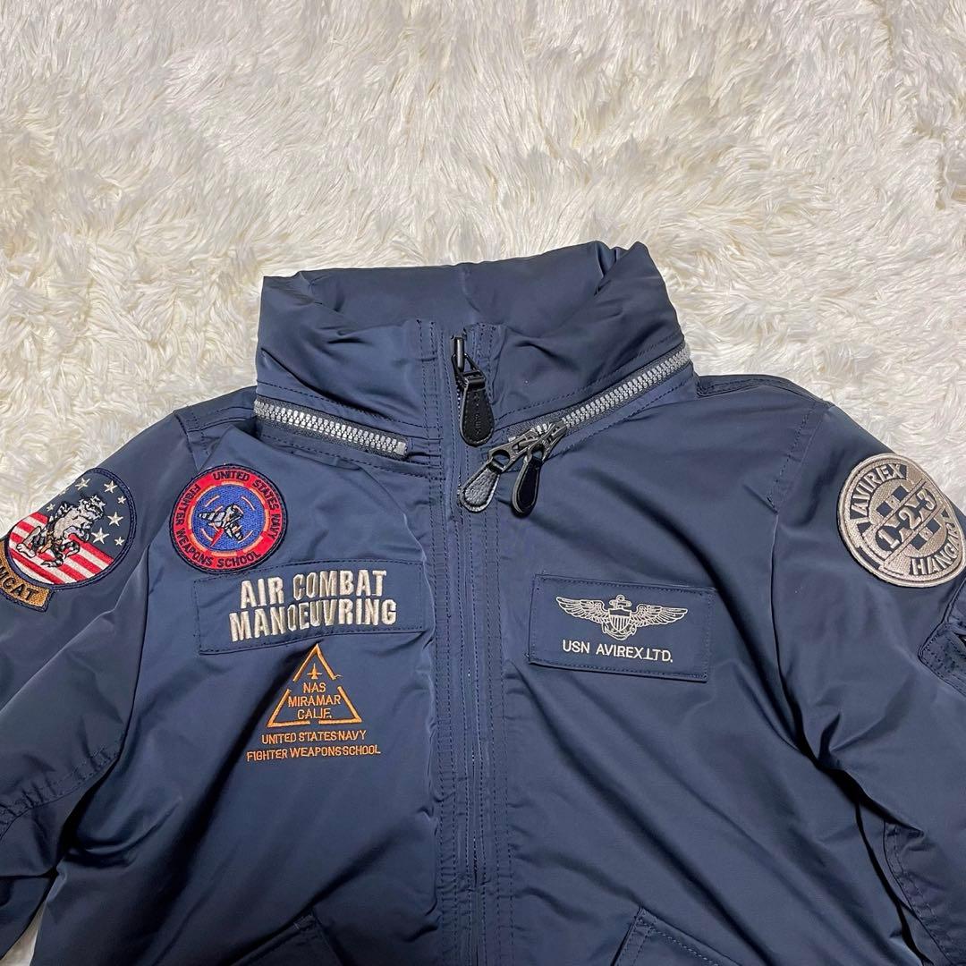 AVIREX トップガン MA-1 フライトジャケット 2way ネイビー M