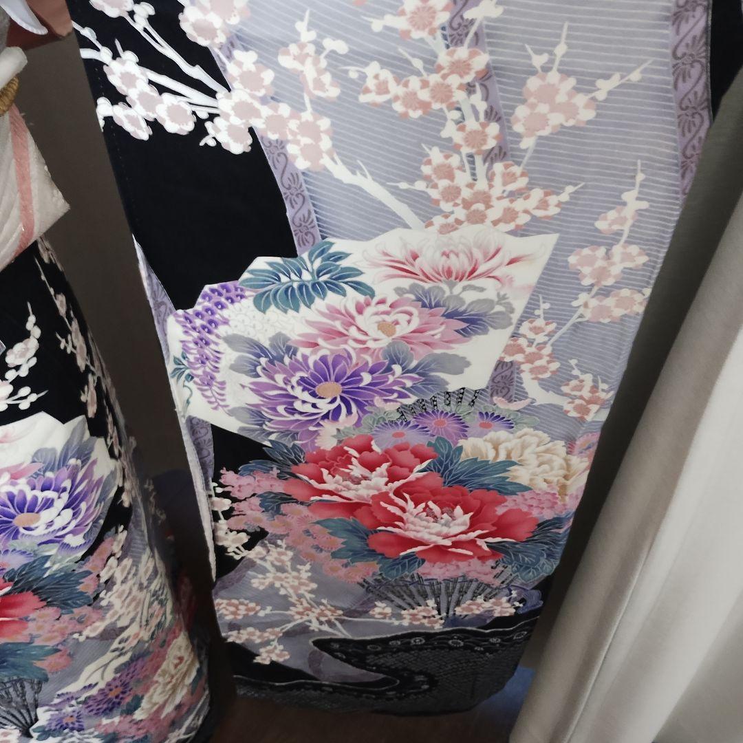 成人式正絹振袖フルセット　人気　黒　豪華　上品　清楚