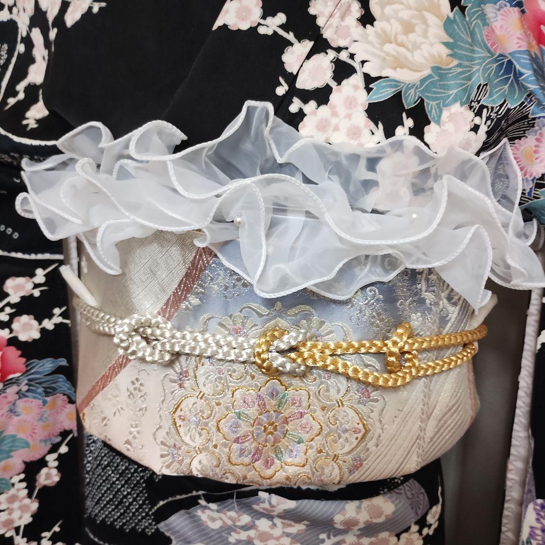 成人式正絹振袖フルセット　人気　黒　豪華　上品　清楚