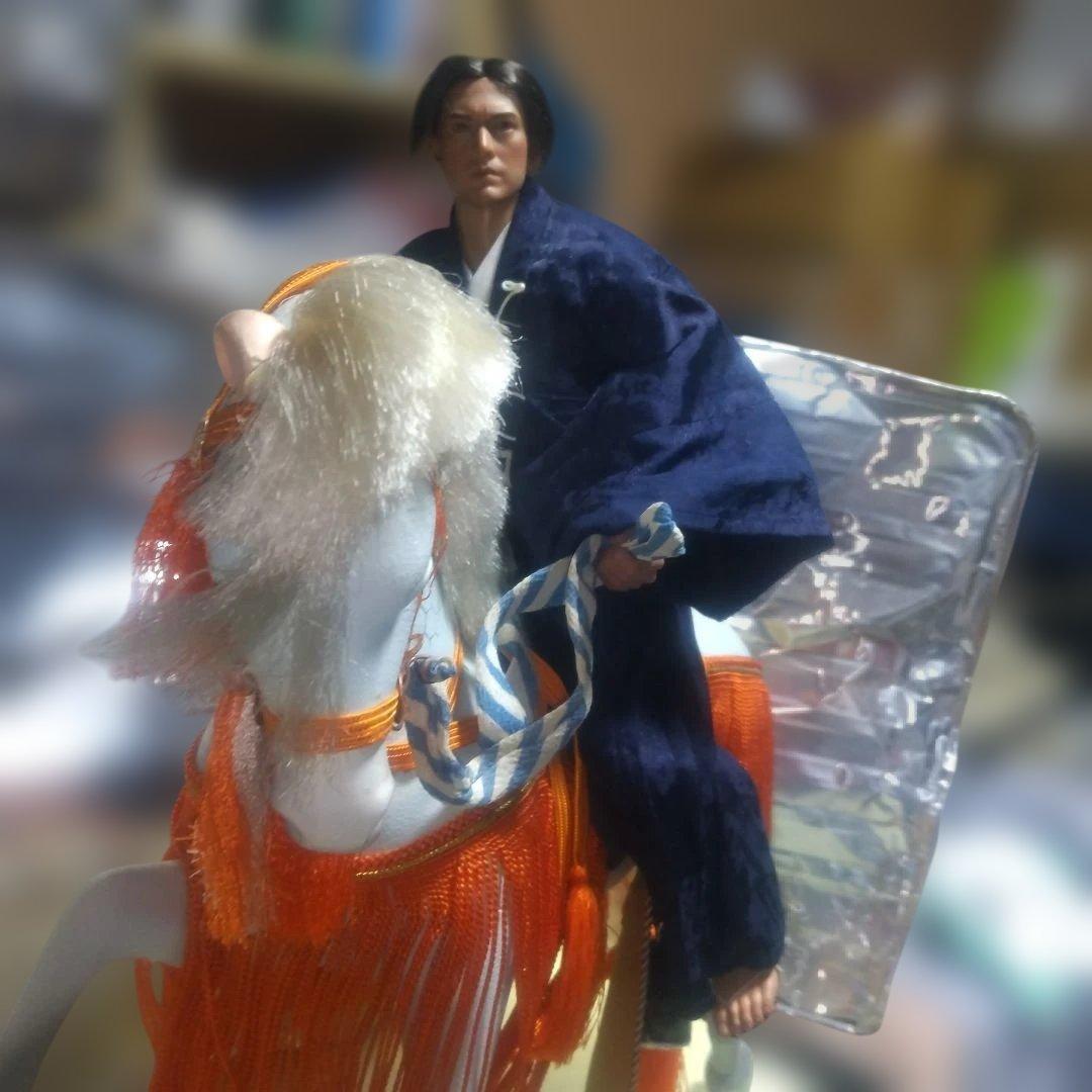 (^-^)値下げしました☆織田三郎信長騎馬アクションフィギュア紺色直垂衣装