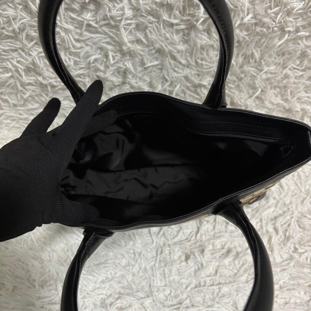 美品✨グッチ トートバッグ GGキャンバス 切り替え 肩がけ A4◎ レザー 黒