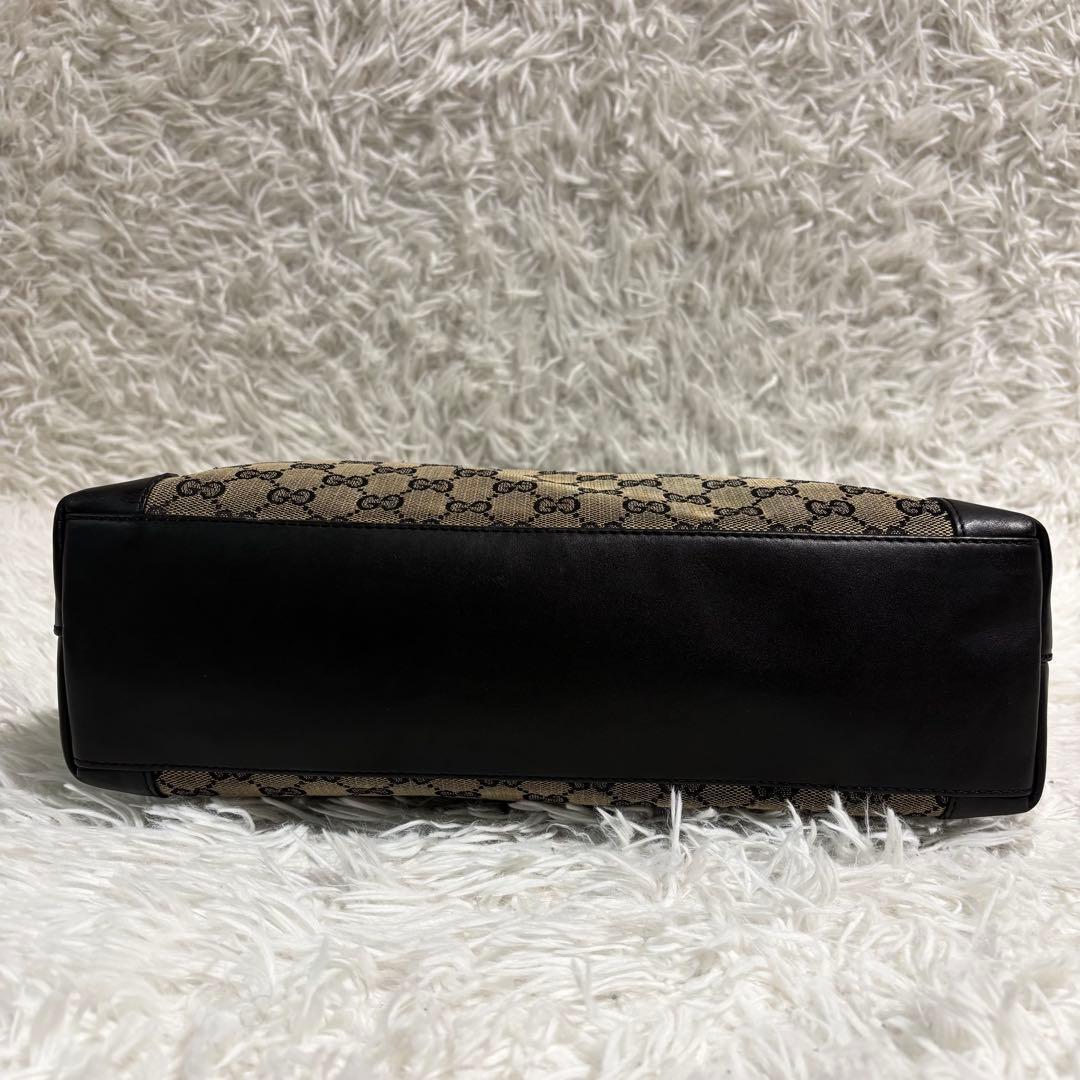 美品✨グッチ トートバッグ GGキャンバス 切り替え 肩がけ A4◎ レザー 黒