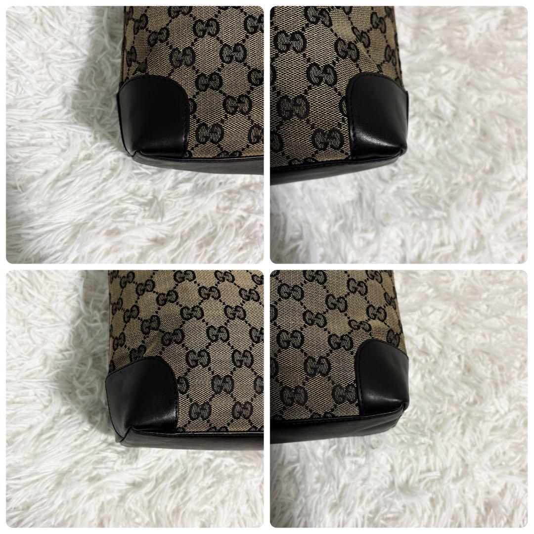 美品✨グッチ トートバッグ GGキャンバス 切り替え 肩がけ A4◎ レザー 黒