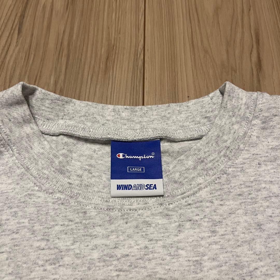 champion wind and sea tシャツ L グレー 刺繍