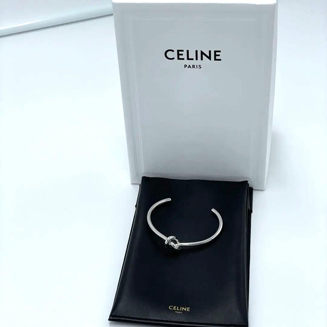 新品同様☆CELINE セリーヌ ノットブレスレット バングル メタル シルバー
