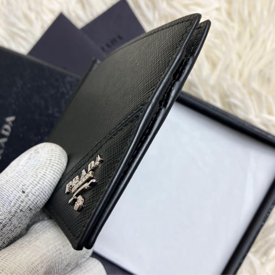 【未使用級】 プラダ サフィアーノ マネークリップ メタルロゴ 付属品完備