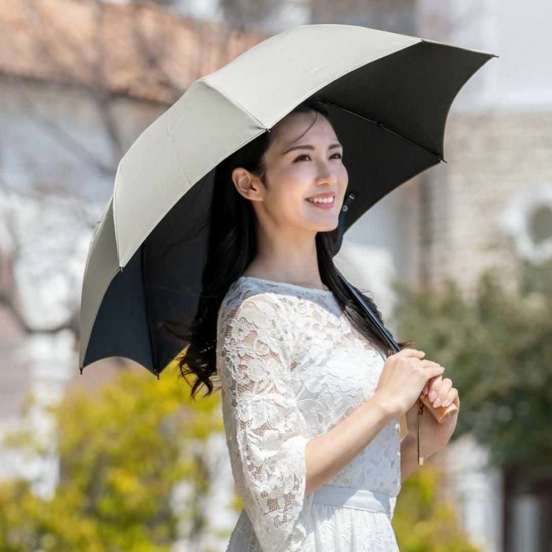 芦屋ロサブラン ライトグレージュ 3段折りたたみ日傘