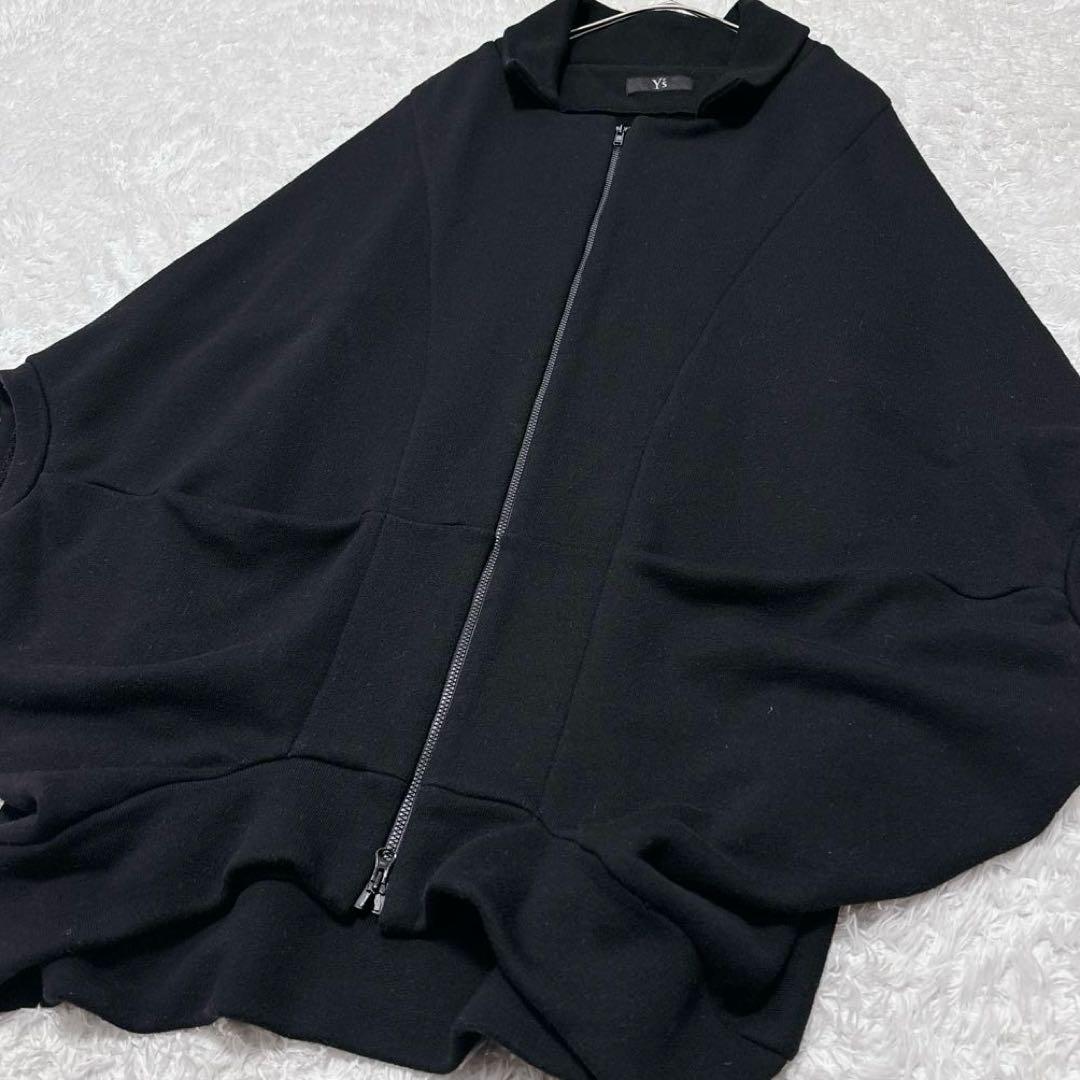 美品✨Ys ワイズ ポンチョ ジップアップパーカー ダブルジップ 黒 デザイン