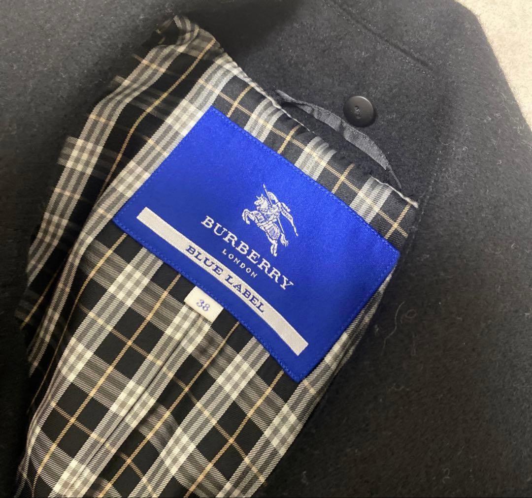 バーバリーブルーレーベル ファー付Pコート 黒 38