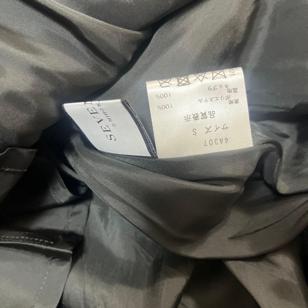 seventen プリントプリーツスカート　ブラック　グリーン　S