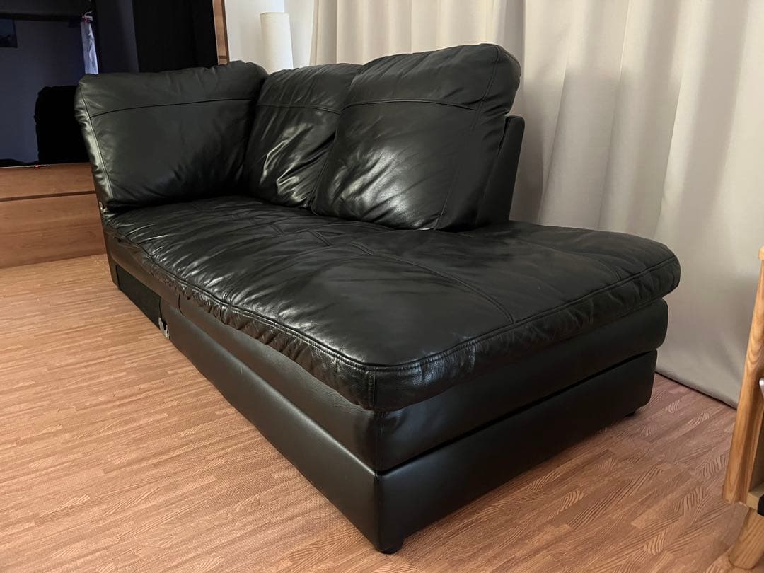 (胡ちょＯ〜ちゃん)ニトリ②本革 コーナーソファ Nステイツ 黒 左カウチ